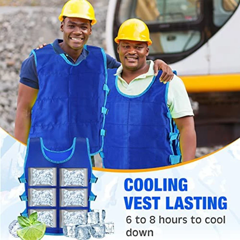 

2 Pcs Blue Cooling Vest With 48 Pcs Ice Pack Adjustable Ice Vest For Men Women Hot Weather Working Running Fishing Cycling