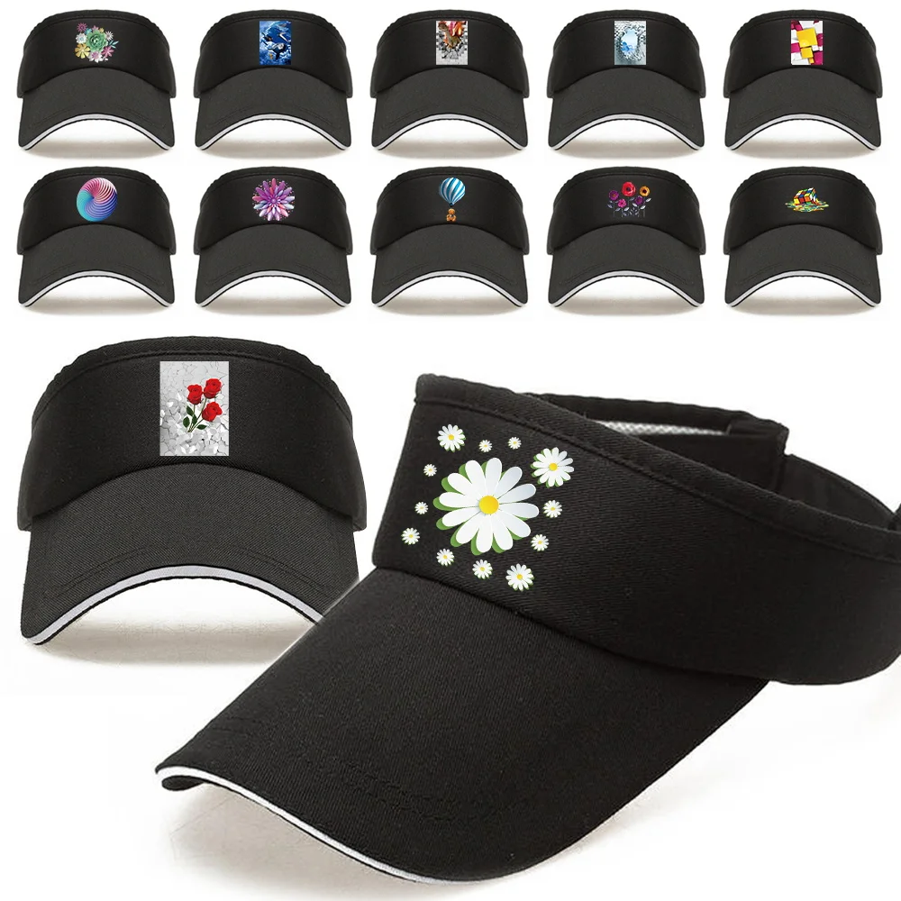 

Women's Summer Breathable UV-proof Air Sun Hats Baseball Caps Men Sports Tennis Golf Visors Empty Top Hat 3D Pattern Casual Cap