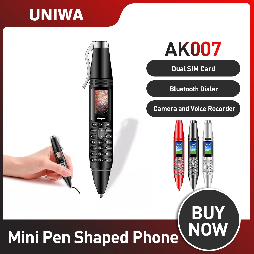 

UNIWA AK007 0.96" Screen Dual SIM Pen Shaped 2G Cellphone GSM Mobile Phone BT V3.0 Dialer Magic Voice MP3 FM Voice Recorder
