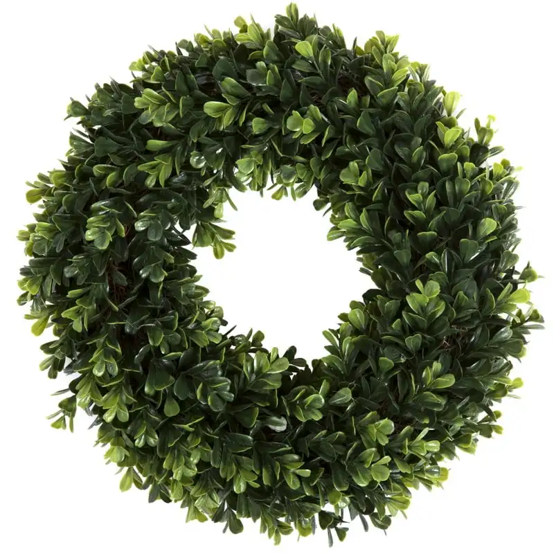 

12-Inch Plastic Artificial Boxwood Wreath (Green) Eucalyptus garland Wreaths Aros para centro de mesa Hawaiian accessories Leis