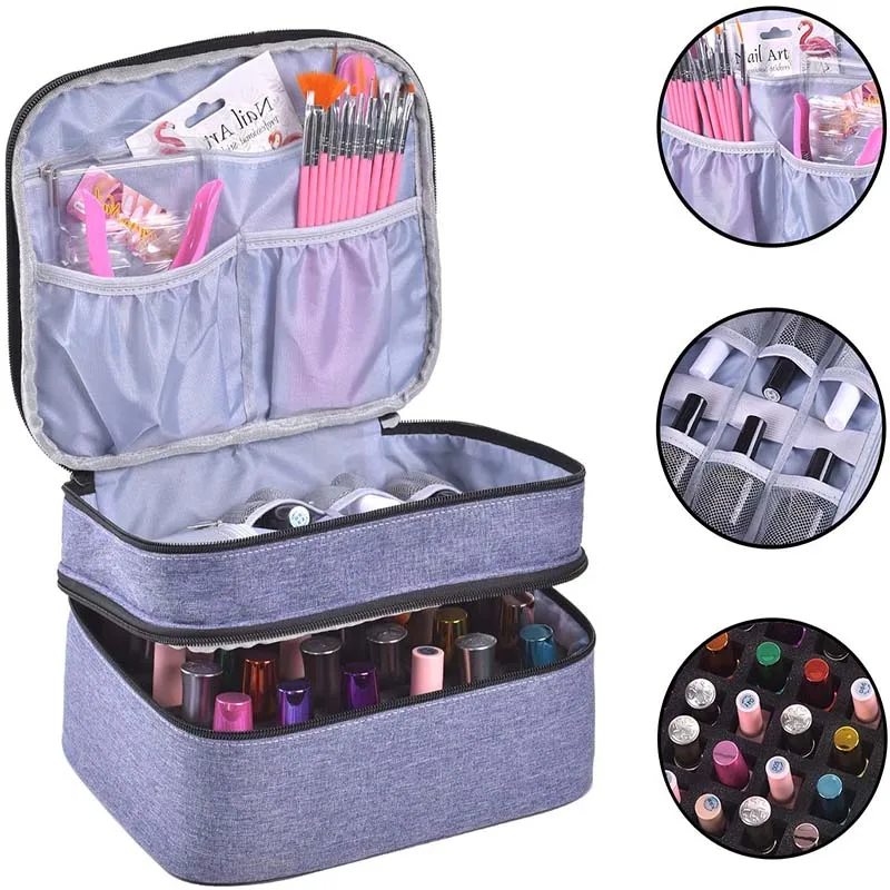 

30 Bottles Essential Oil Carry Bag Double-layer Nail Polish Storage Bag Portable Trave Storage Perfume Lipstick Organizer