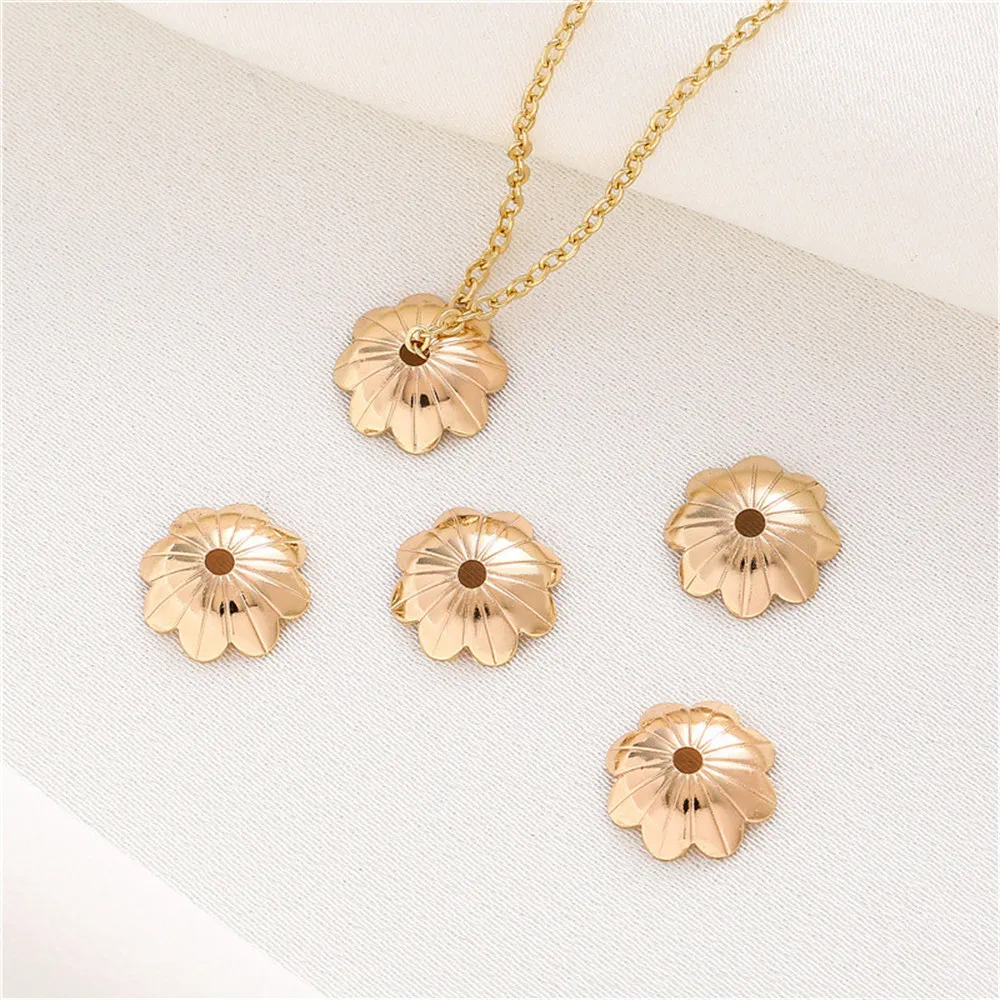 

14K gold clad glossy striped flower holder bead cap diy handmade string bead holder necklace spacer beads jewelry accessories