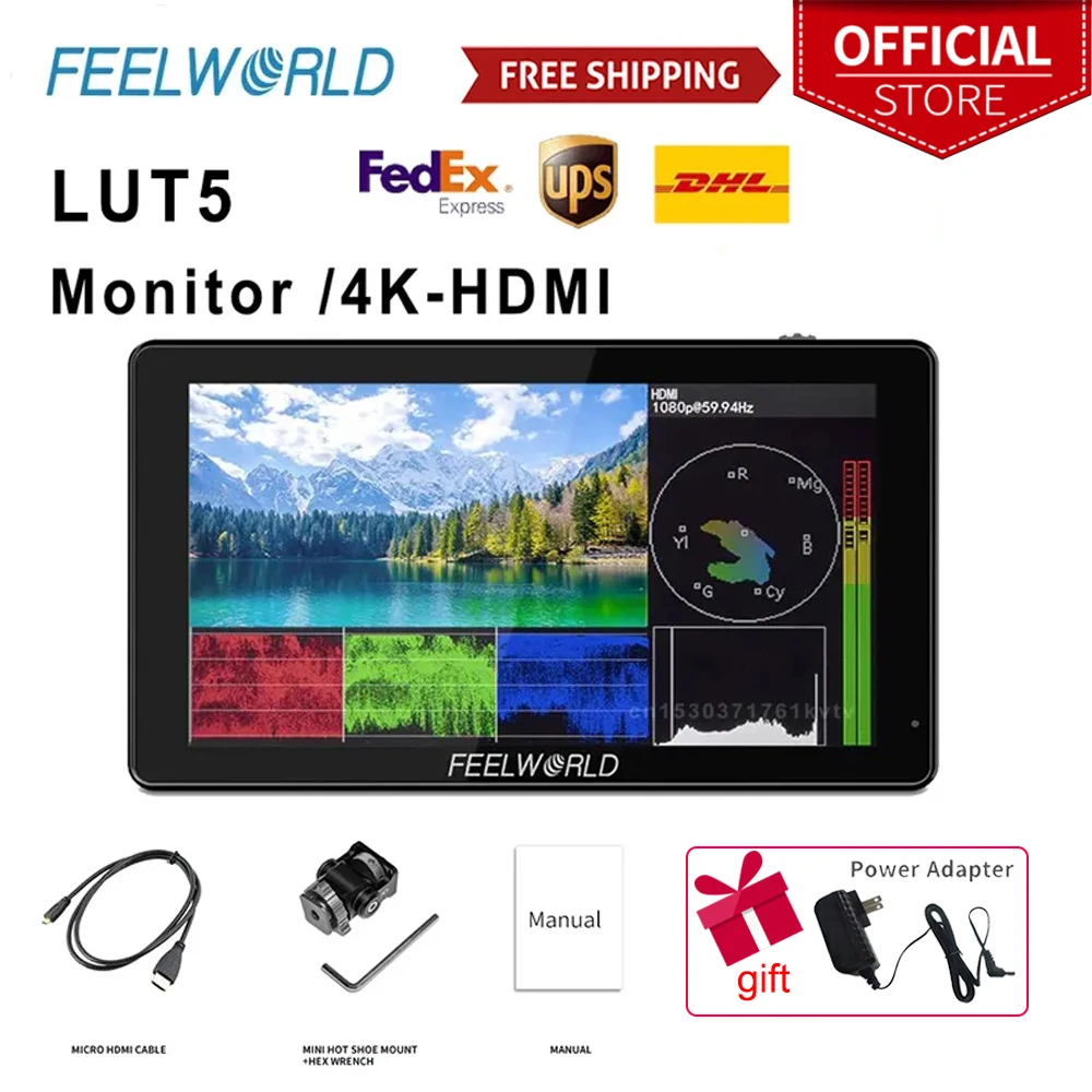 Монитор для камеры FEELWORLD 3000nit LUT5 5 дюйма 1920X108 IPS 4K HDMI |