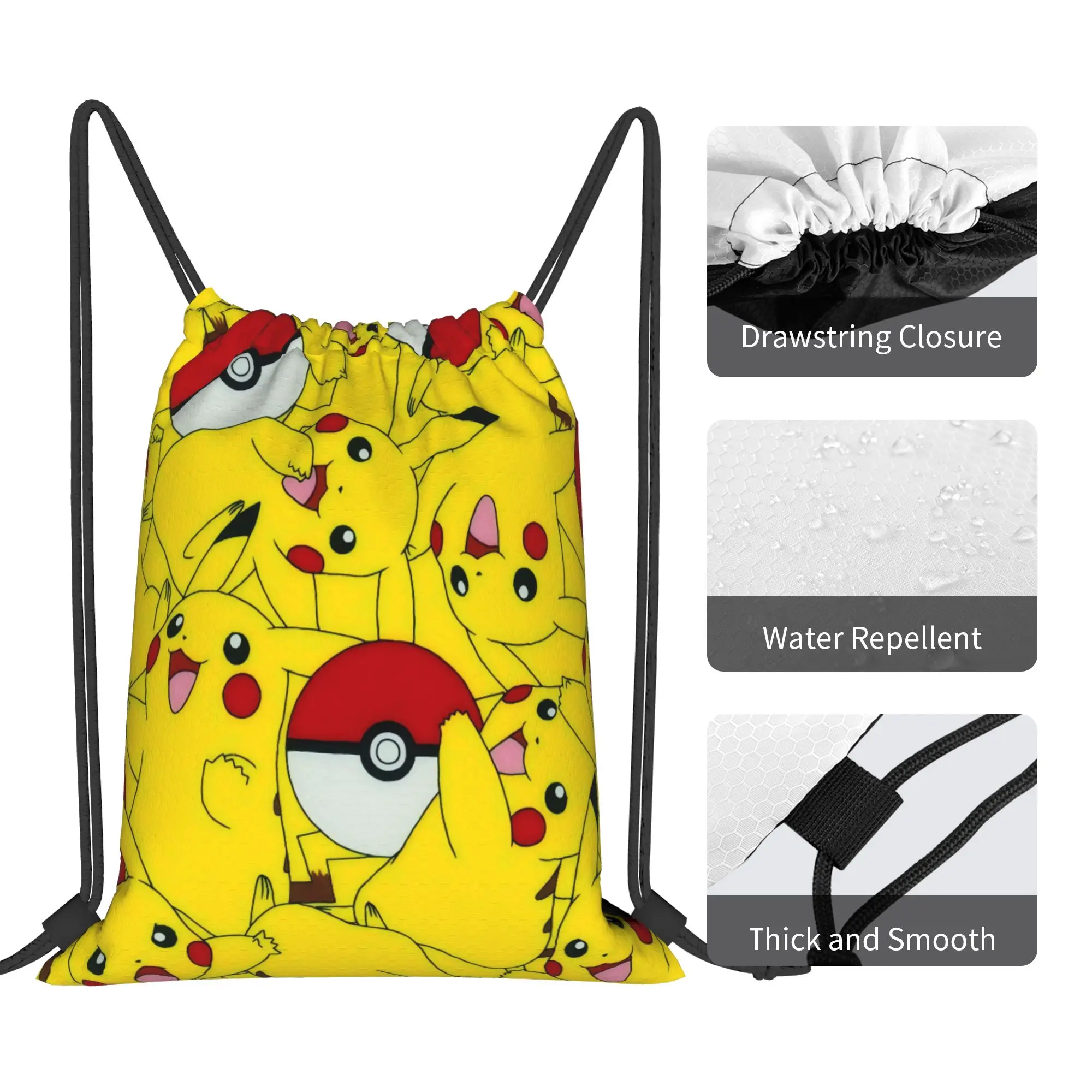 Фото Многофункциональный карманный рюкзак Pikachu 3 Pokemon для мужчин и женщин, дорожная сумка для подростков, сумки на шнурке с принтом №5