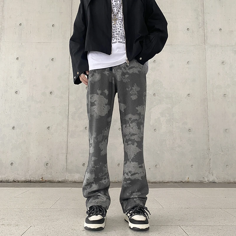 Осень/Зима 2023 темные окрашенные джинсы с принтом для мужчин дизайн Micro Rage