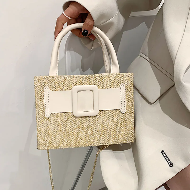 

Fashion Summer Straw Bag for Women Designer Brand Women's Shoulder Bags 2022 New Weaving Top Handle Female Crossbody Handbags