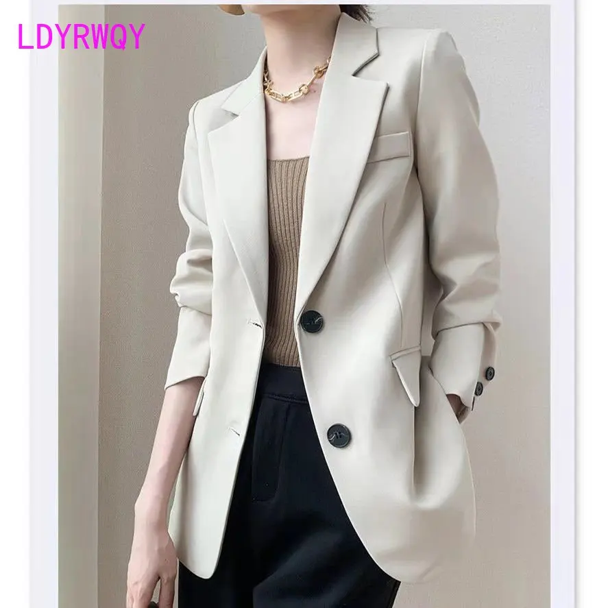 2023 Spring and Autumn New Korean Version Temperament Fashion Versatile Design Sense Suit Coffee Small Suit Coat Women