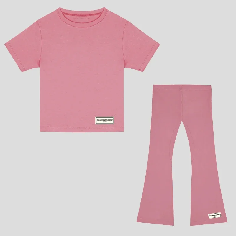 

TGM Girls T-shirts and Flared Leggings Tights New In 2022 Casual Suits Children Two Piece Outfits Kids Oversized Short-sleeved