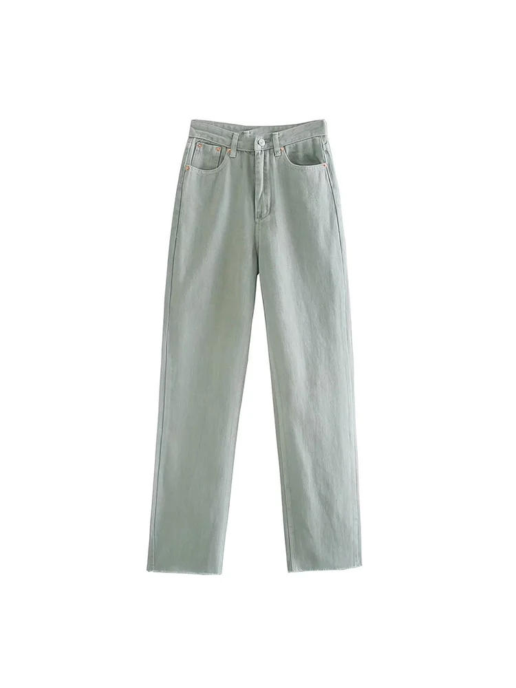 

BM&MD&ZA 9632068 Women 2022 New Fashion Pocket decoration Jeans Vintage High Waist Zipper Female Denim Pants Mujer 9632/068