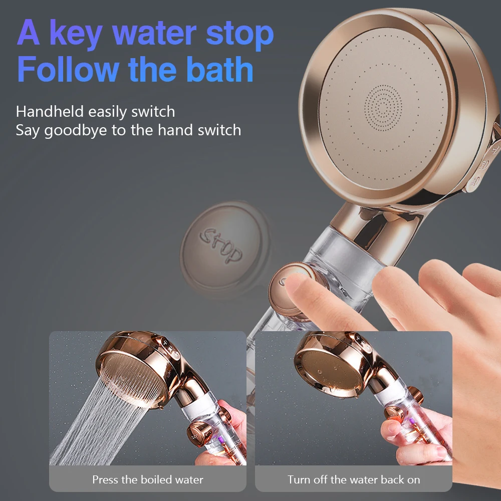 shower head high pressure showerhead 3 mode watering can with one key stop water saving showers for bathroom accessories new free global shipping