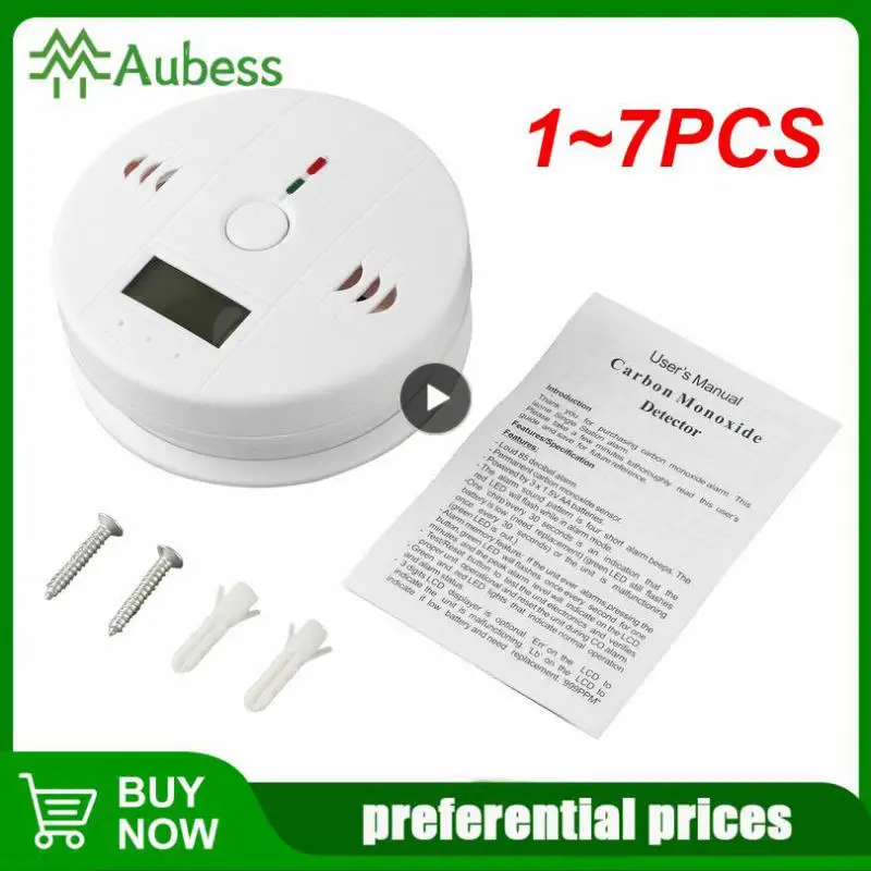 

1~7PCS Sensor High Sensitive Wireless Carbon Monoxide Poisoning Smoke Detector Warning Alarm Detector LCD Indicator for Home