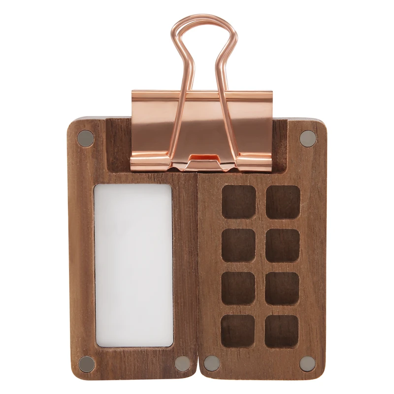 8 Grid Portable Sketchbook Palette Wooden Colour Box Mini Travel Paint Tray With A Clip (Without Paint)
