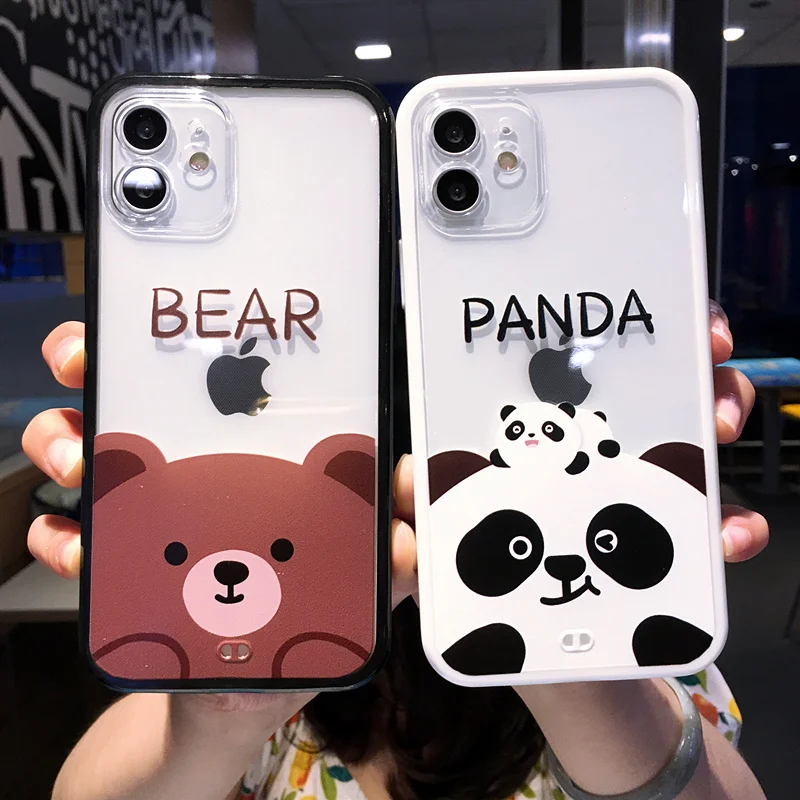 

Чехол для iphone 11 12 Pro X XS Max 7 8 Plus, двухцветный, с рисунком панды