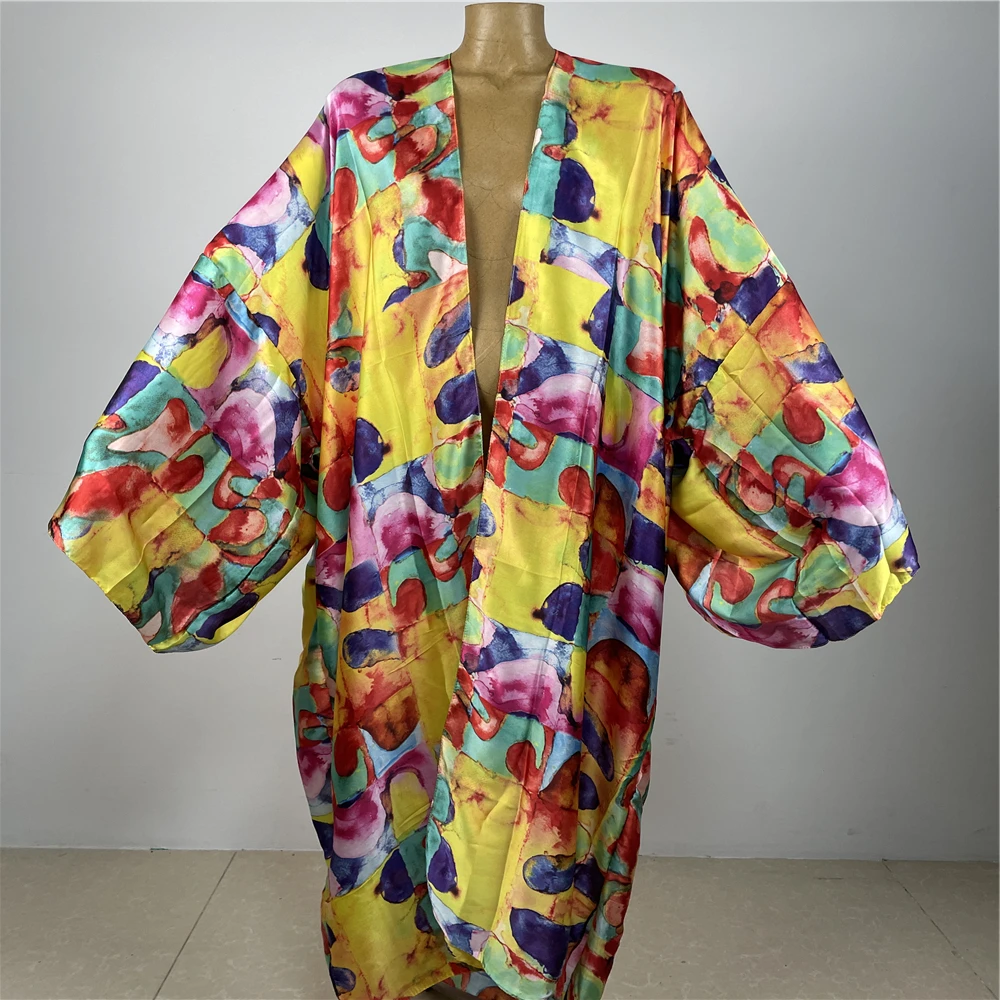 

Kimonos verano Women sukienka Print Long Sleeve Cardigan Female Blouse Loose Casual beach Cover Up boho dress party kaftan