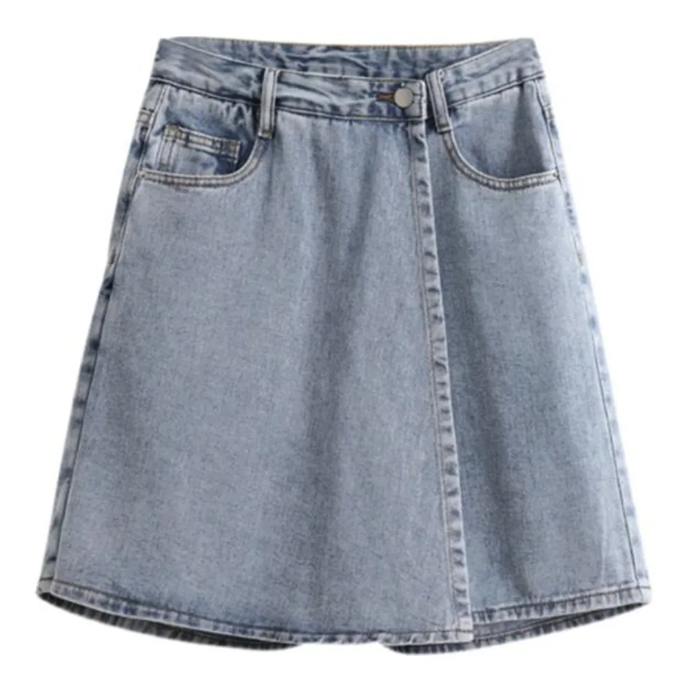 

Casual High Waist Wide Leg Denim Shorts Skirts Women Zipper Fly Summer Fashion Loose A-line Short Culotte Jeans