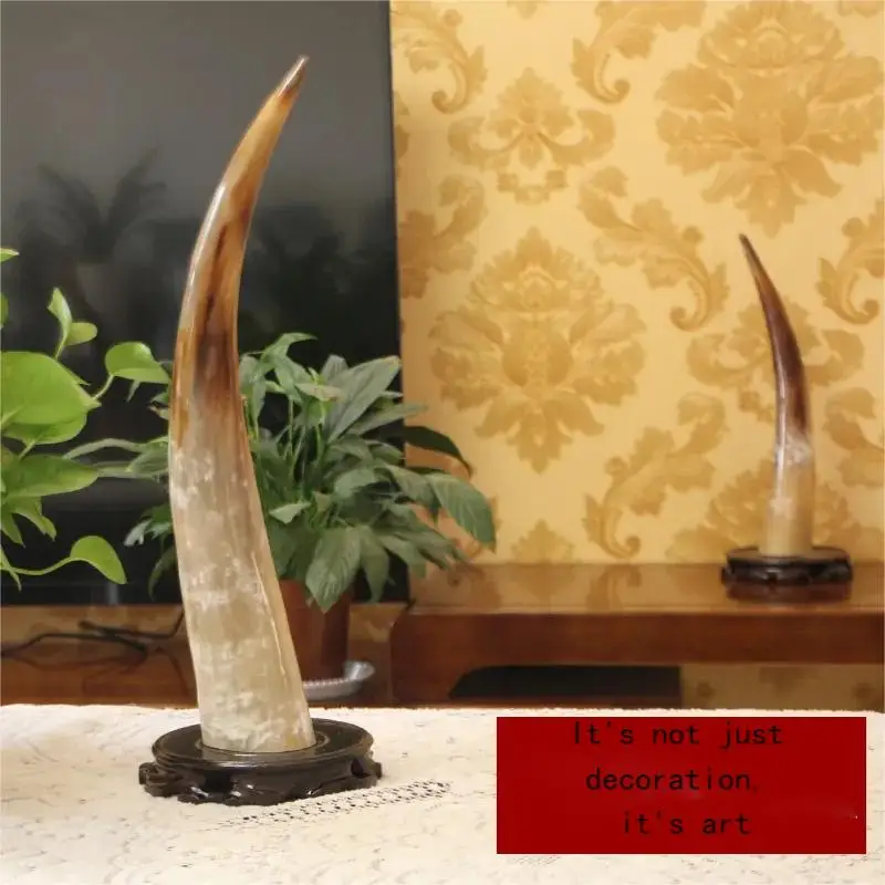Natural Yak Horn Ornament Pure Handmade Home Art Office Bar Ornament Authentic Ox Horn