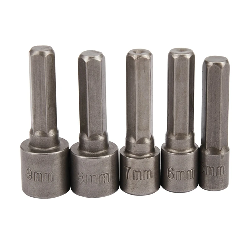 9 шт./компл. 5 мм-13 мм 1/4 дюйма DIY шестигранный хвостовик Торцевая втулка Насадки