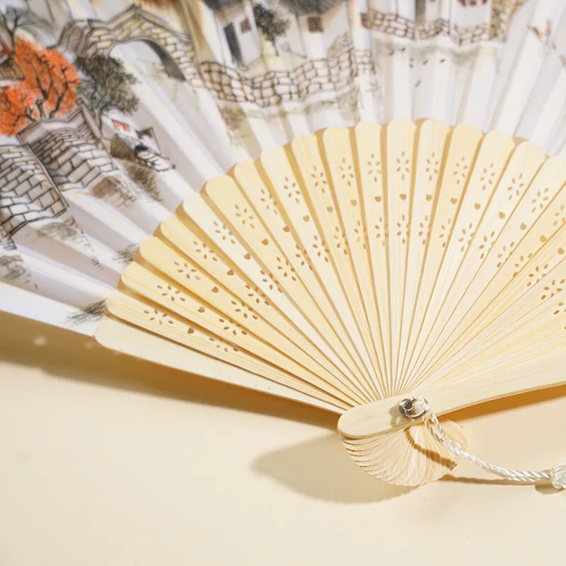 Китайский шелковый складной веер винтажный бамбуковый танцевальный косплей