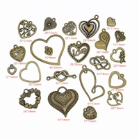 22 bronze tone assorted love heart charm pendants diy bracelet