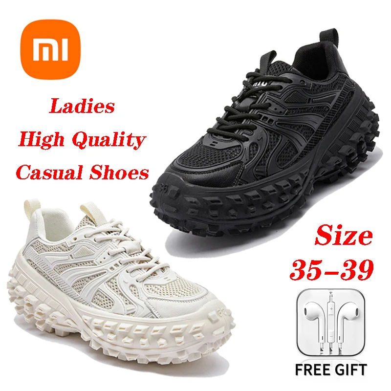 

Повседневная обувь Xiaomi Youpin, винтажная обувь для папы на платформе, женские новые модные сетчатые дышащие неглубокие лоферы, роскошные женск...