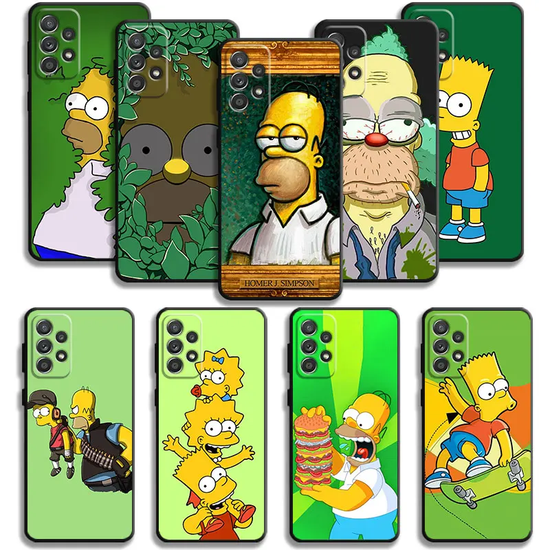 Case For Samsung Galaxy A73 A53 A71 A51 A41 A31 A33 A22 A12 A21s A13 A32 A52s A72 A52 A23 The Simpsons Homer Hiding Leaf Art
