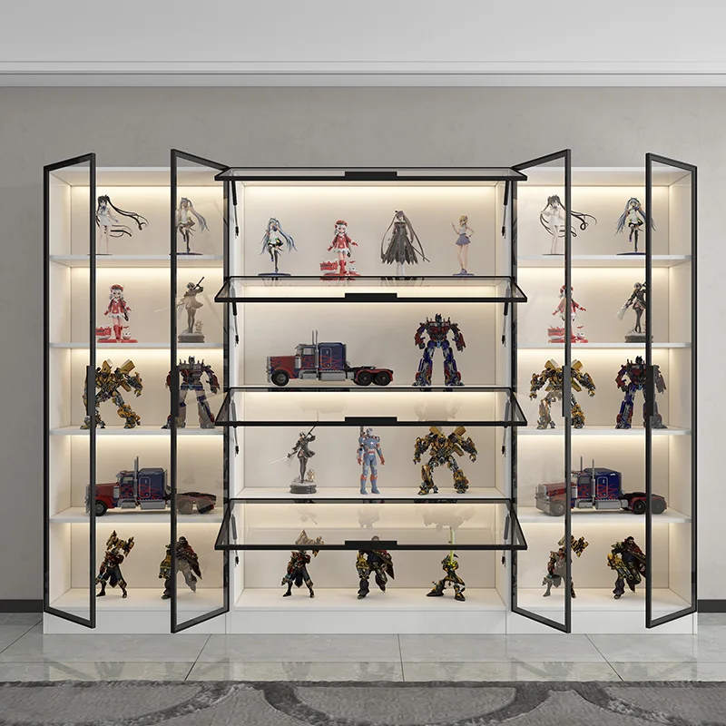 Роскошный цельнодеревянный игрушечный гаражный набор шкаф Lego стеклянная дверь