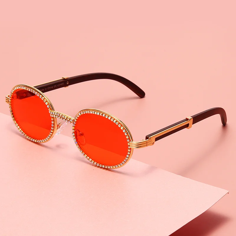 

Fashionable Retro Sunglasses Irregular Frame PC Sun Glasses Border with Diamonds good-looking for Women Men H9