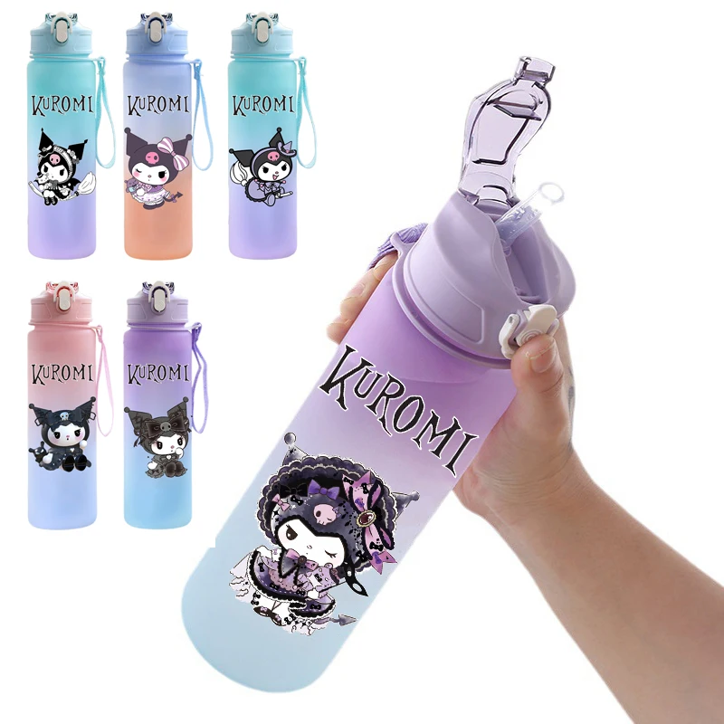 Cute Sanrio Kuromi Water Bottle Anime Cartoon 750Ml Large Capacity Drinking Cup Portable Outdoor Sports Children Gifts