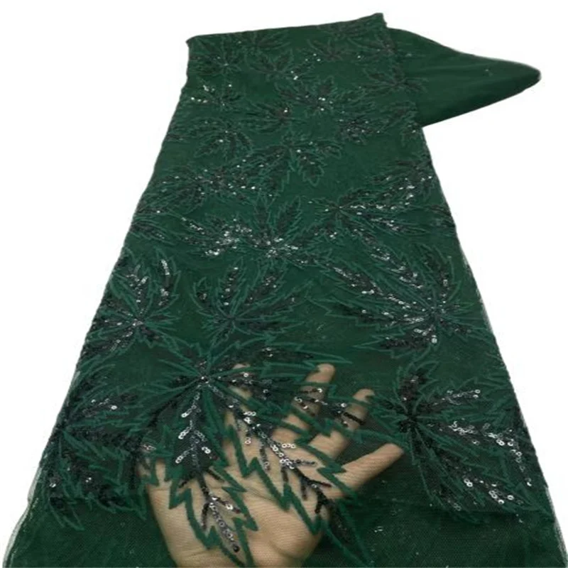 

Green Sequin African French Net Lace Fabric 2022 Red High Quality Tulle Mesh Lace Bridal Nigerian Wedding Dress Lace For Woman