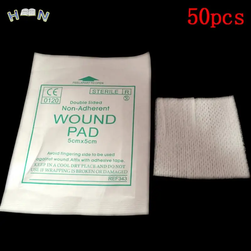 

New 50 pcs/lot gauze pad Cotton first aid waterproof wound dressing sterile medical gauze pad wound care supplies