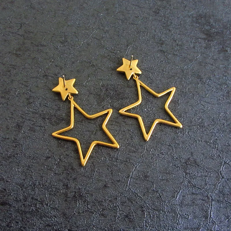 

Double pentagram star dangle earrings for women geometric statement earrings minimalist simple jewelry new in jewelry for 2023