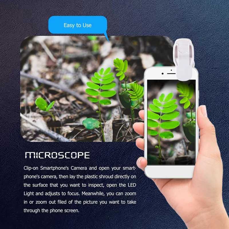 100-кратный зум-микроскоп со светодиодной подсветкой портативная лупа карманная