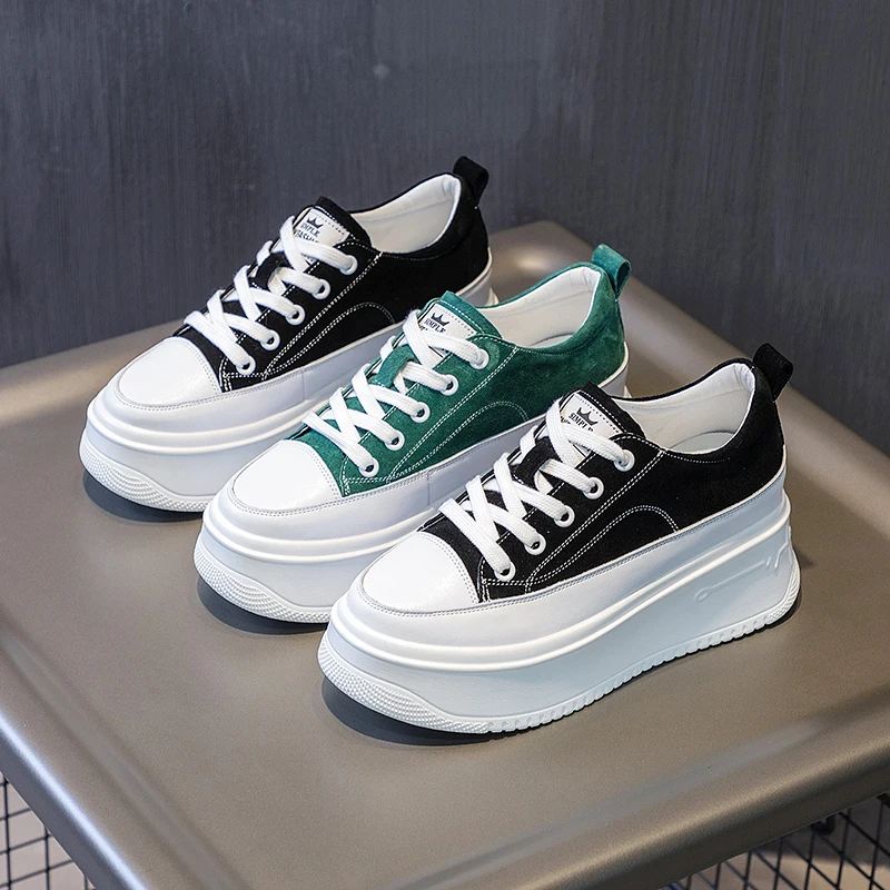 High Heeled Shoes for Women 2023 Designer Genuine Leather Casual Sneakers Ladies Tennis Chic Elegant Platform Sports Shoes Flats