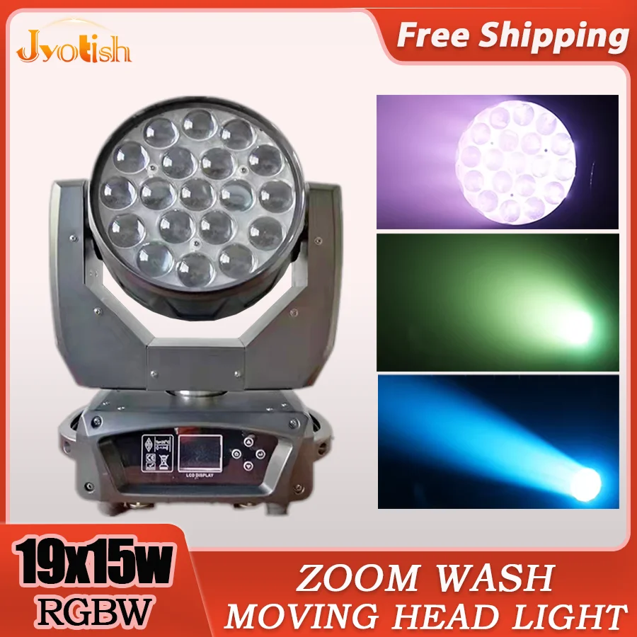 

Светодиодный прожектор с зумом 19x15 Вт с подвижной головкой Rgbw, сценический эффект, осветительное оборудование, прожектор DMX512 для DJ, дискотеки, вечеринки, бара, свадьбы
