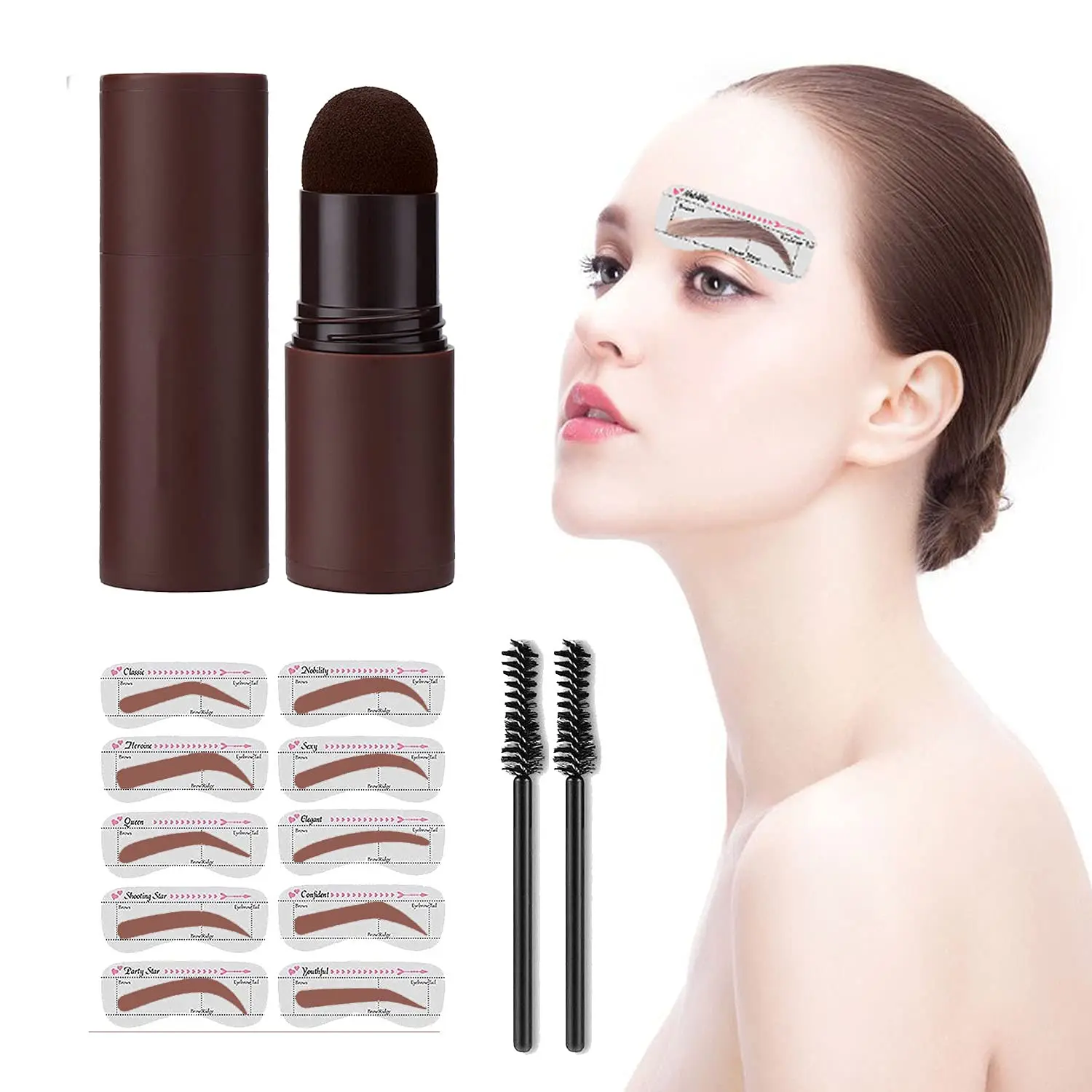 

Prefect EyeBrow Stamp Shaping Kit Eyebrow Stencils Waterproof Long Stick Shape Stamp Brow Lasting Natural Contouring Makeup Kit