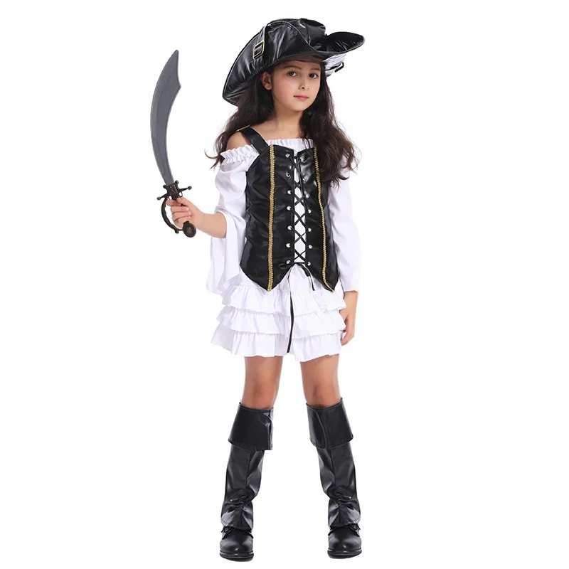 

Hot Sale Caribbean Halloween pirate Cosplay Black Suit Costumes Carnival Party for GIRL
