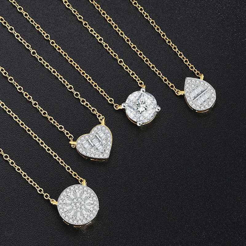 

Iced Out Zircon Heart Pendant Necklaces for Women Korean Trend Waterdrop Crystal Choker Chain on Neck Anniversary Gifts Jewelry