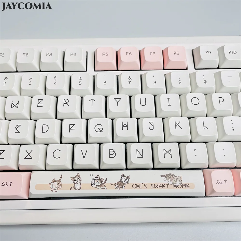 JCM 136 Keys XDA PBT Keycaps Cute Cat Dye Sub ISO Enter Keycap For Cherry Mx Switch Gaming Mechanical Keyboard Pink Game Custom images - 6