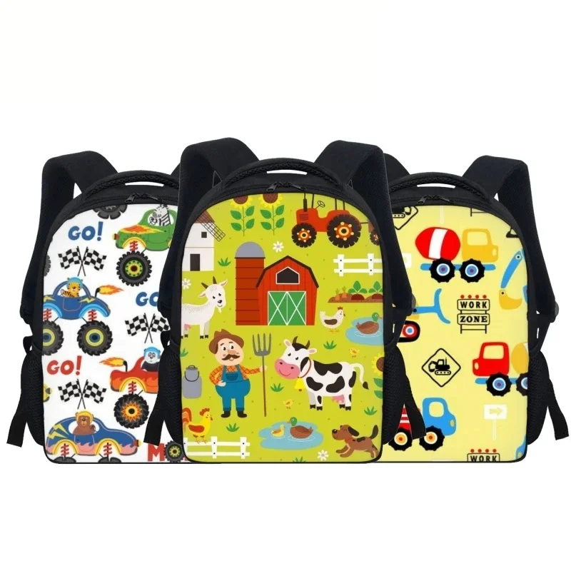 

Cartoon Tractor Design Children Backpack 12 Inch Small School Bags for Kindergarten Baby Primary Students Kids Backpacks Mochila