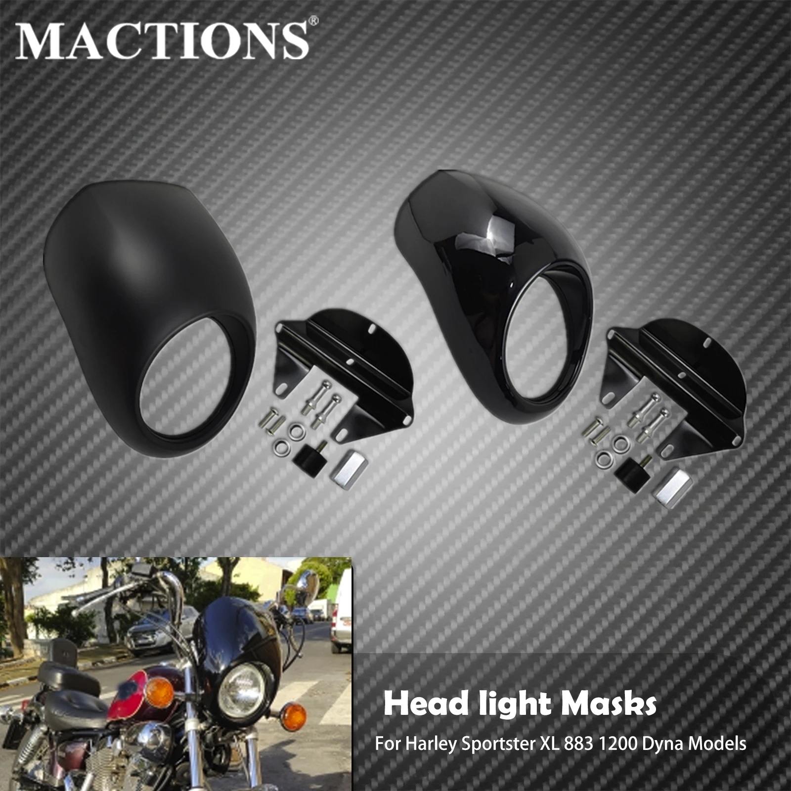 Motorcycle Head light Mask Headlight Fairing Front Cowl Fork Mount Kits For Harley Sportster XL 883 1200 Dyna FXDF FXDB 1973-UP
