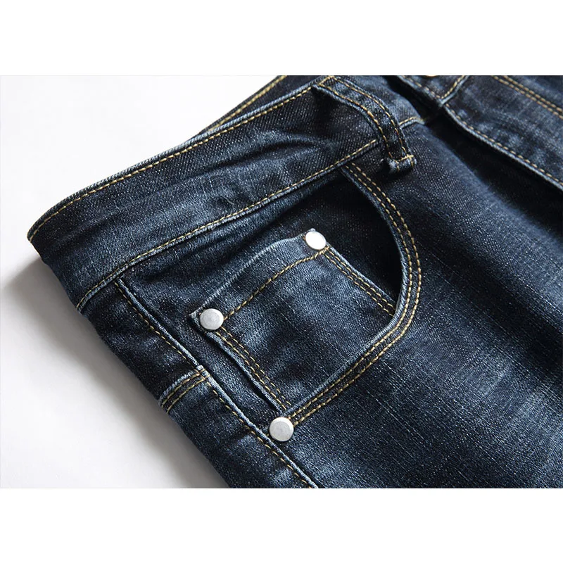 Spring And Autumn Fashion Clothes Men' Pants Classic Blue Slim Straight Leg Jeans Business Casual High Quality Ropa Hombre Jeans