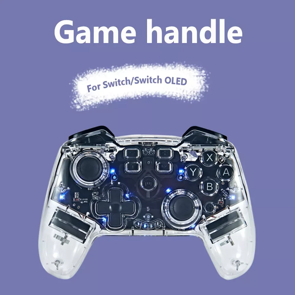 

Game Controller with TURBO Wireless Gamepad Joystick Transparent 800mAh 6-axis Gyro for Switch/Switch OLED Console