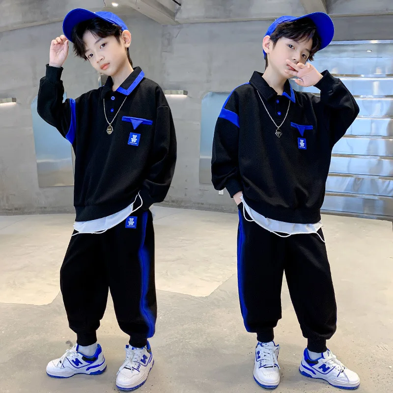 

Boys Sweatshirts+Pants 2PCS/Set 2022 Grey Warm Winter Autumn Kids Suits Sports Outfits Thicken Children Clothing