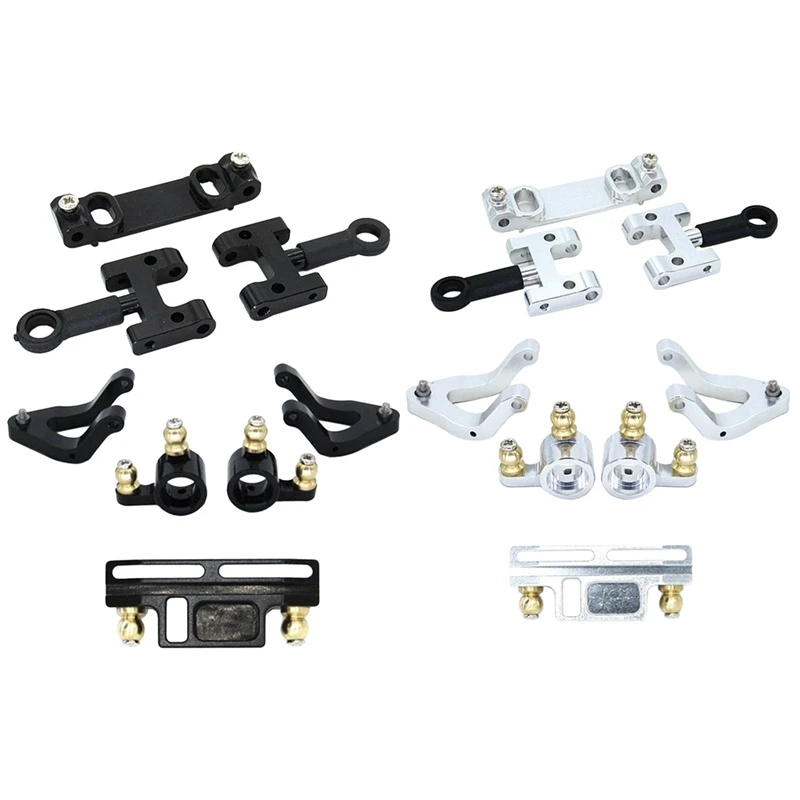 

2 Set For WPL D12 1/10 RC Truck Car Upgrade Parts Metal Upper Lower Swing Arm Steering Cup Knuckle Set, Black & Silver