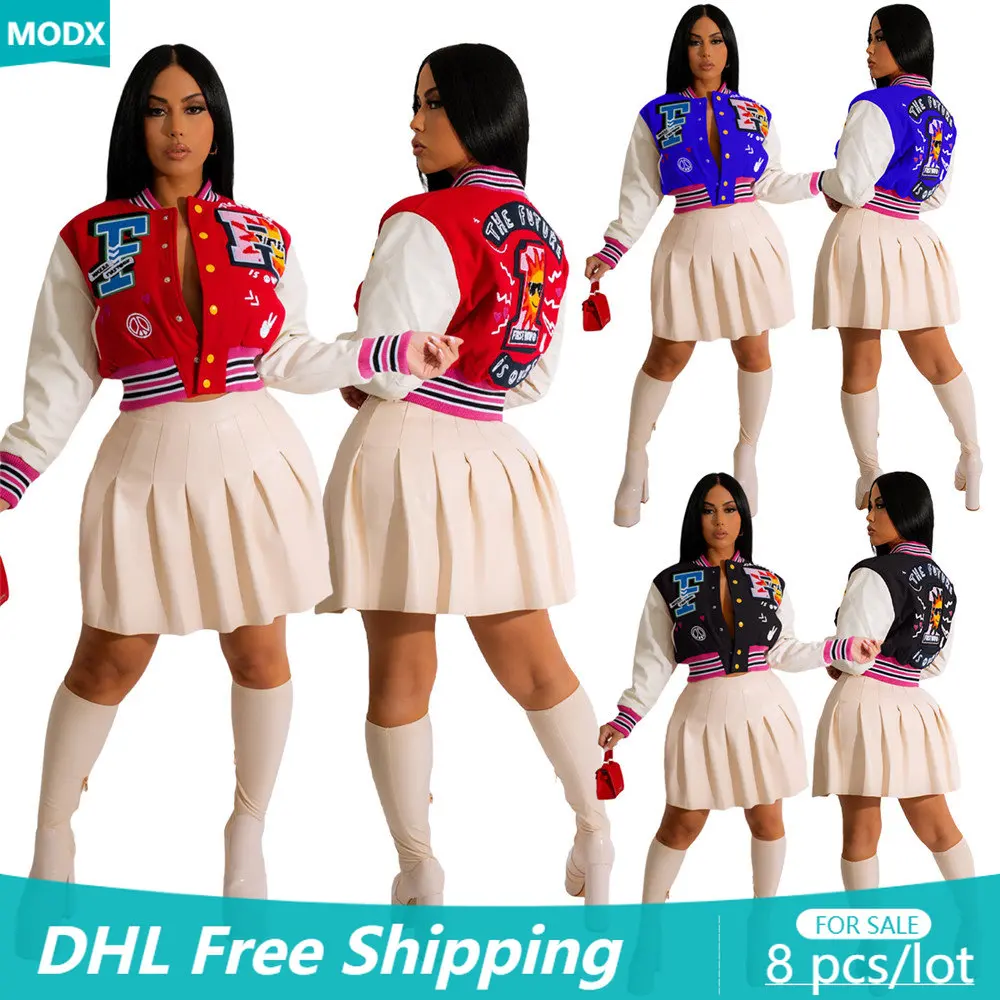 

8 шт., Женская бейсбольная куртка, Осень-зима