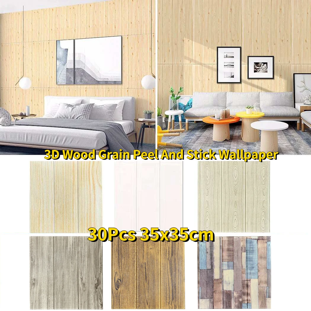 

Самоклеящиеся водонепроницаемые настенные 3D-обои, виниловые украшения из ПВХ с зернистой текстурой древесины для детской комнаты, кухни, 30 ...