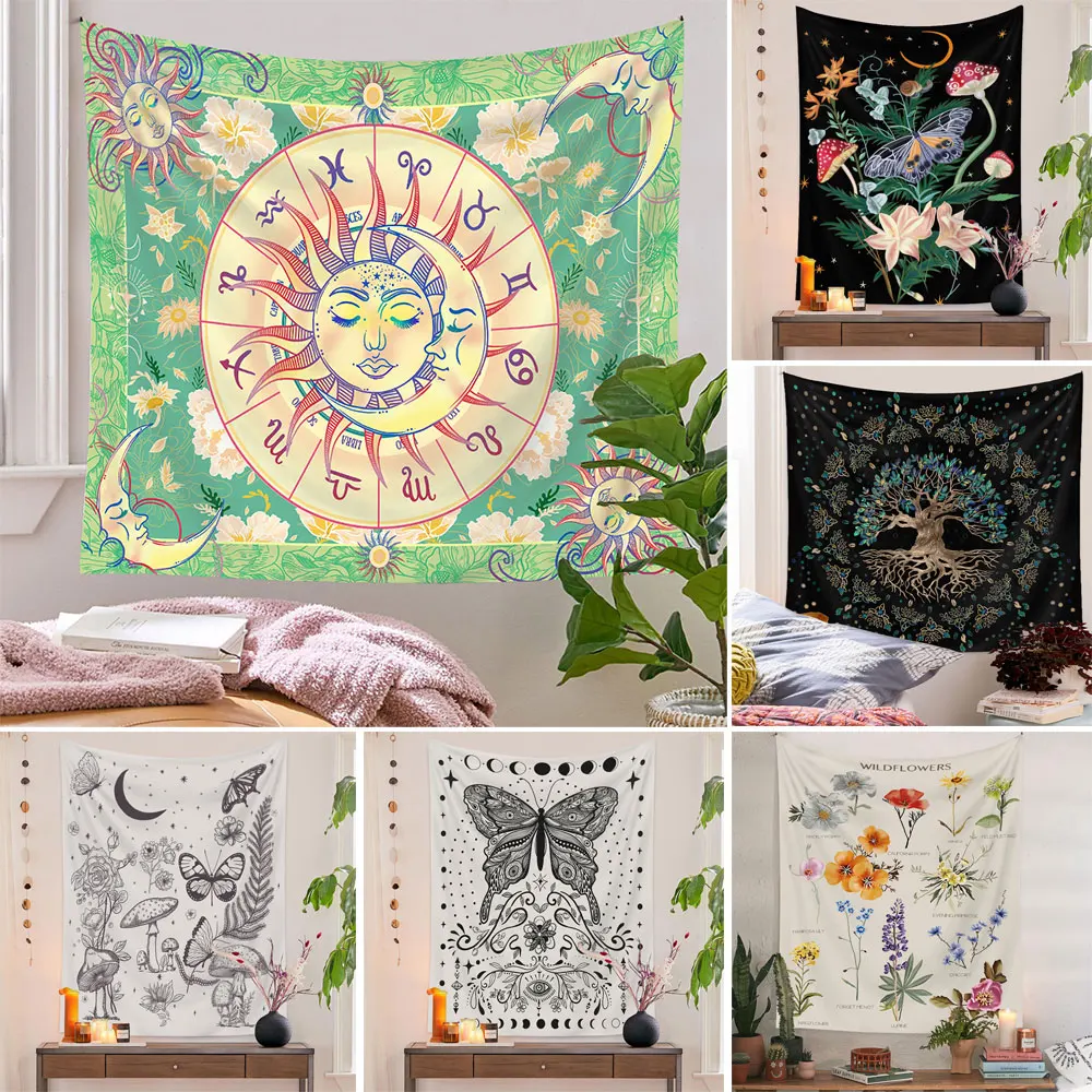 

Boy Bedroom Background Galaxies Photographic Decorative Background Cloth Tapestries Tree Life Living Room Decor 3D Effect