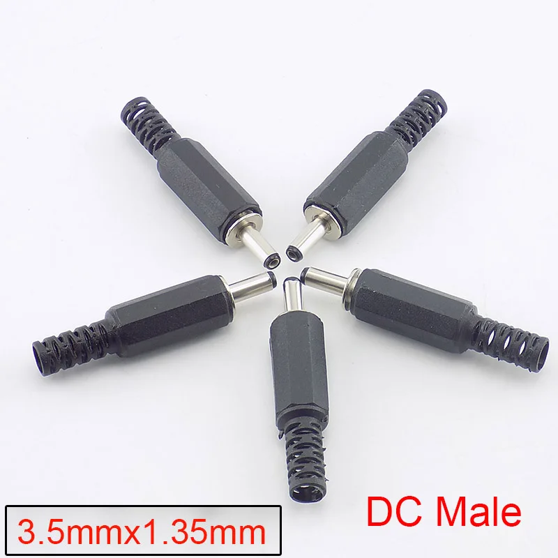 

5pcs DC Plug Male Electrical Socket Outlet Power Connector DC Outlet Audio Cable Converter Adapter 3.5X1.35MM