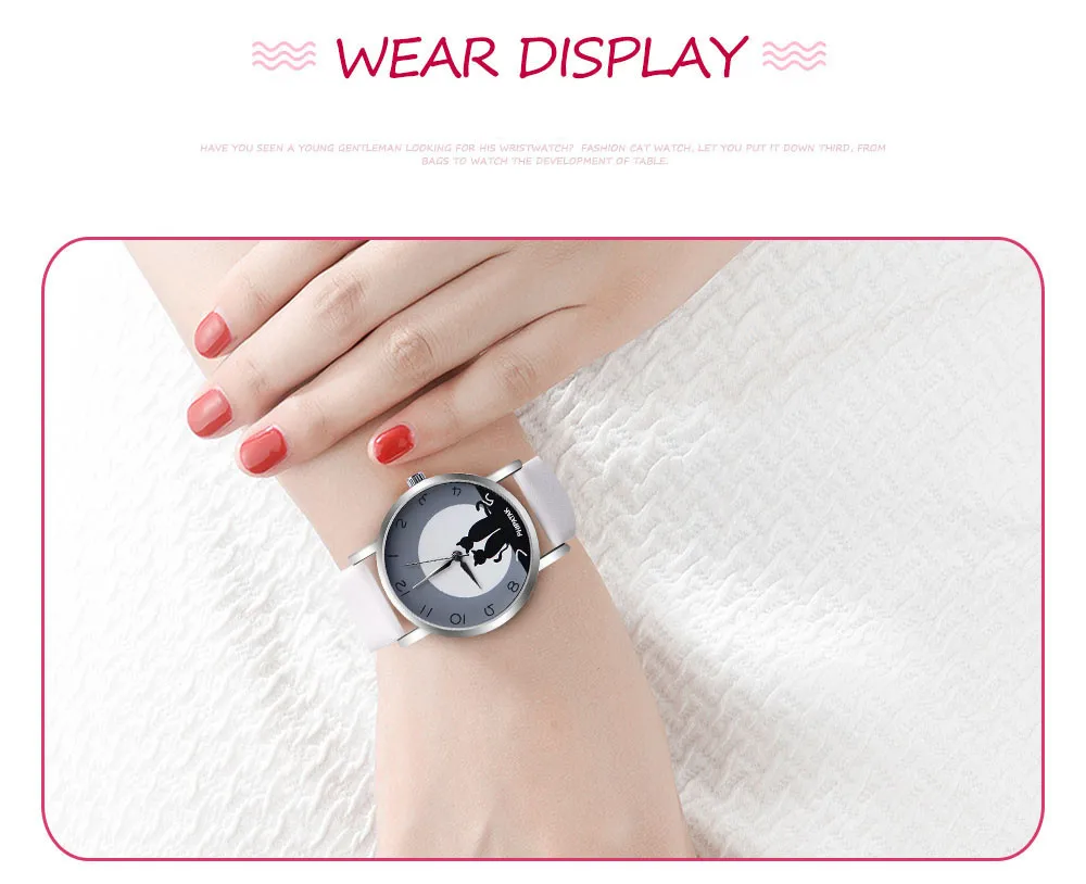 

ladies Casual Wrist Watch Cute Cat Design Faux Leather Band Analog Quartz Watch Female Fashion Watch montre femme
