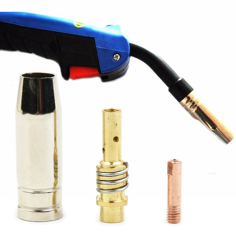 

3Pcs/Set 15AK Contact Tip Holder Gas Nozzle CO2 MIG Welding Torch Gas Nozzle Tip Holder Welding Torch Accessories Air Cooled MB